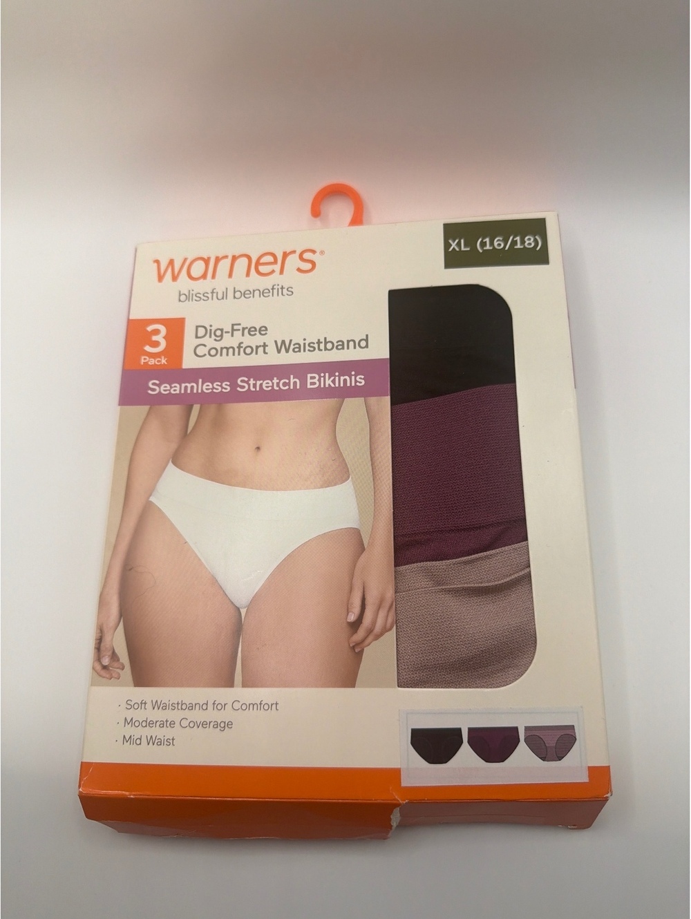 Warners Blissful Benefits Seamless Stretch Bikini Panties 3 Pack XL (16/18) open
